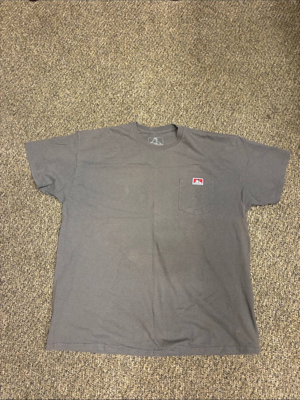 Ben Davis Charcoal  Pocket Tee Red Logo discoloration but material still good